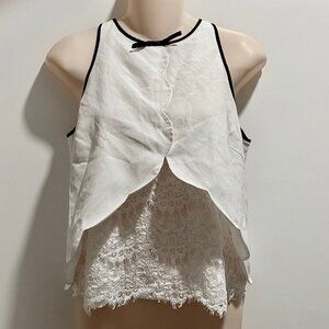 5) Karen Millen Y2K 90s Coquette Fairy Bow Lace Silk Cropped Halter Blouse Top 6